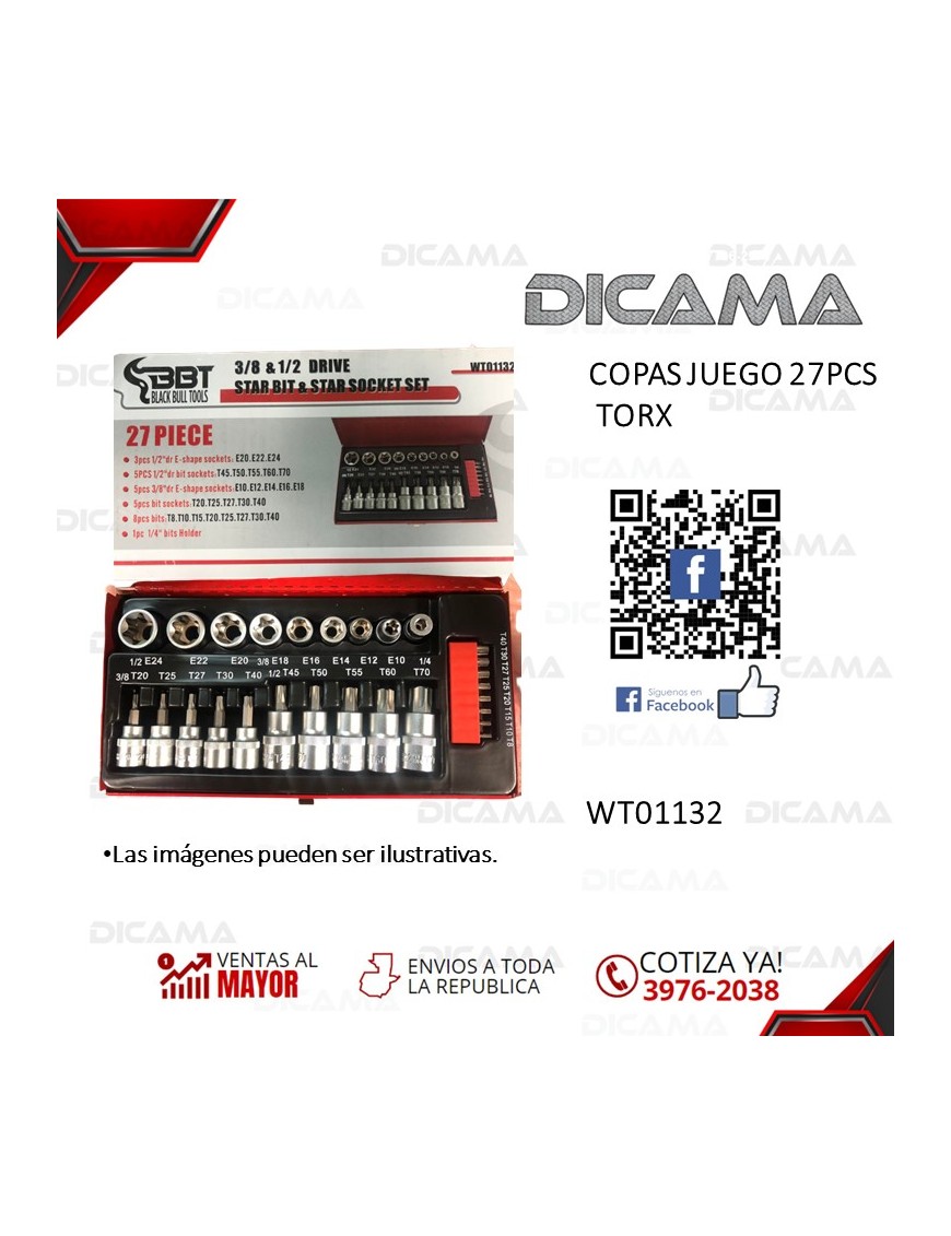 COPAS JUEGO TORX 27 PZS
