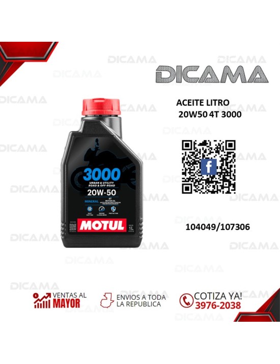 ACEITE LITRO 20W50 4T 3000 MOTUL 107306