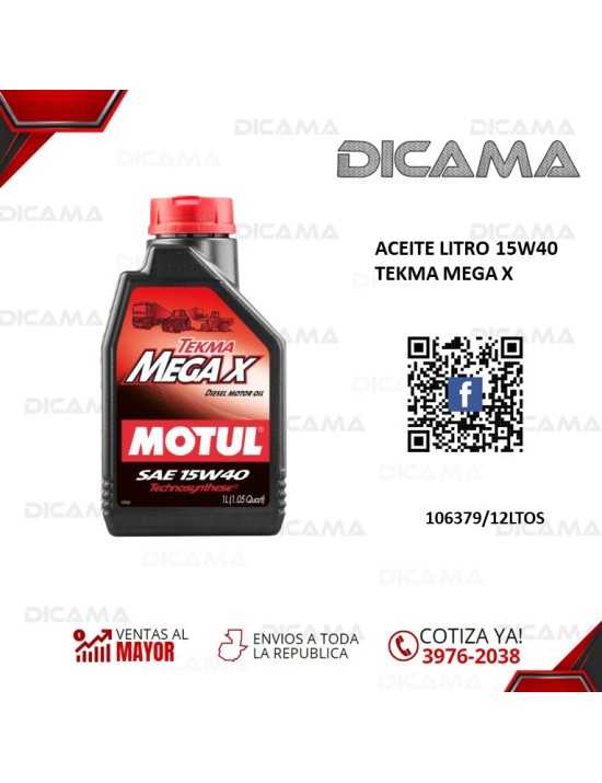 ACEITE LITRO 15W40 TEKMA MEGA X MOTUL 106379/12LTOS