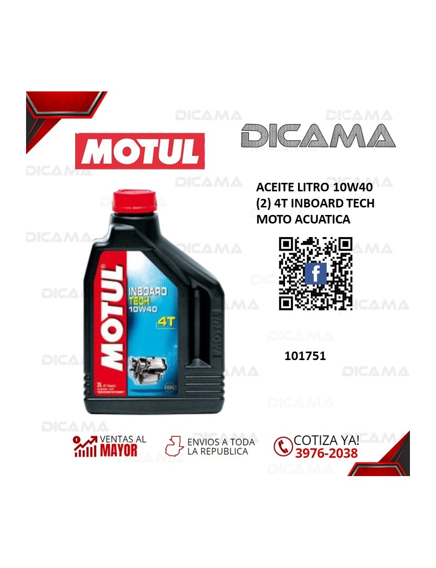 ACEITE LITRO 10W40 (2) 4T INBOARD TECH MOTO ACUATICA MOTUL 101751