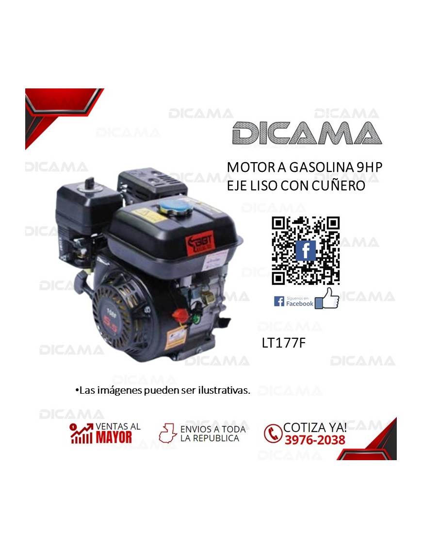 MOTOR ESTACIONARIO A GASOLINA 9 HP EJE LISO CON CUÑERO BBT LT177F