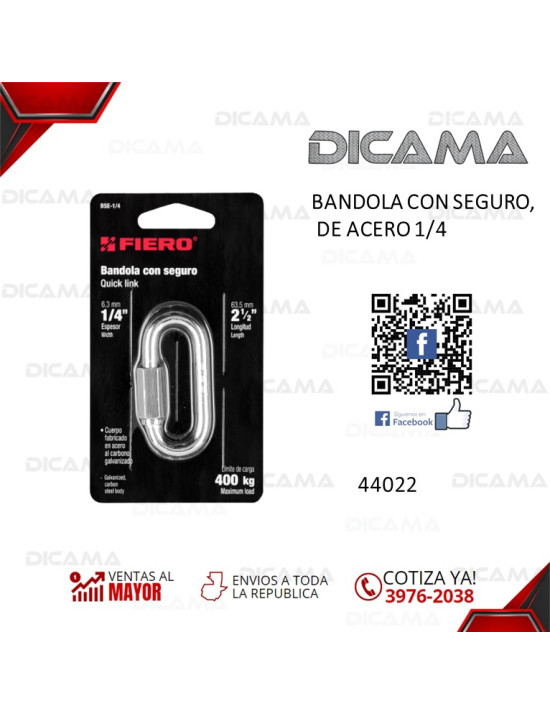 BANDOLA CON SEGURO DE ACERO 1/4 FIERO 44022