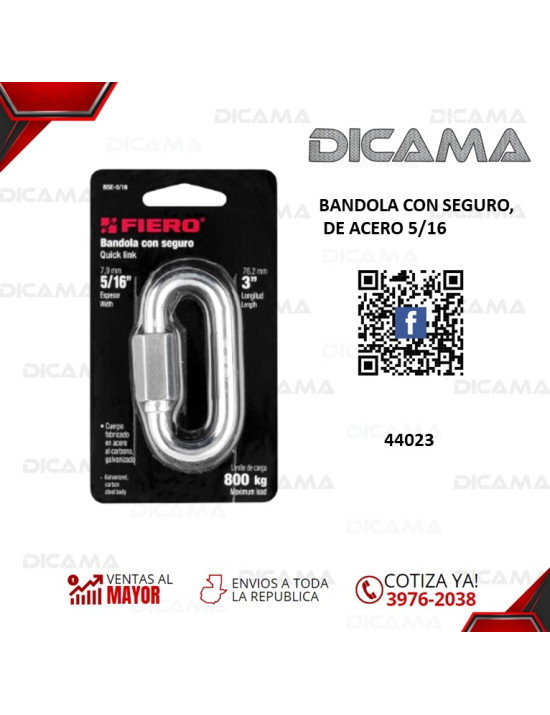 BANDOLA CON SEGURO DE ACERO 5/16 FIERO 44023