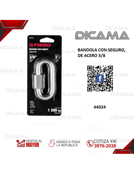 BANDOLA CON SEGURO DE ACERO 3/8 FIERO 44024