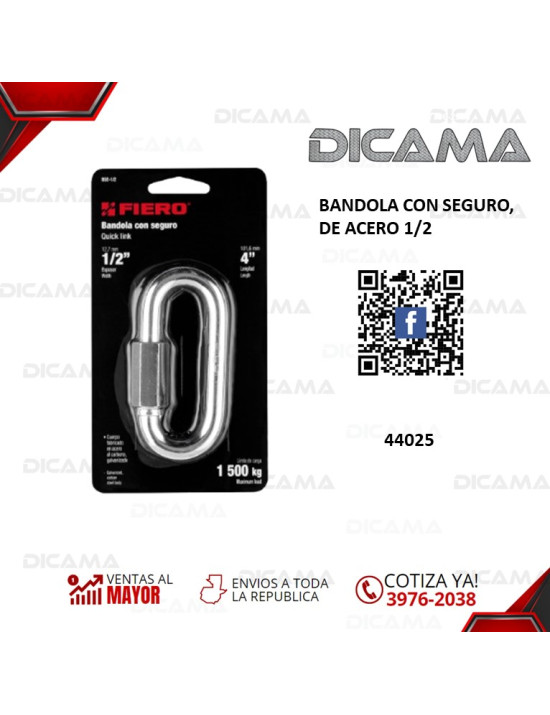 BANDOLA CON SEGURO DE ACERO 1/2 FIERO 44025