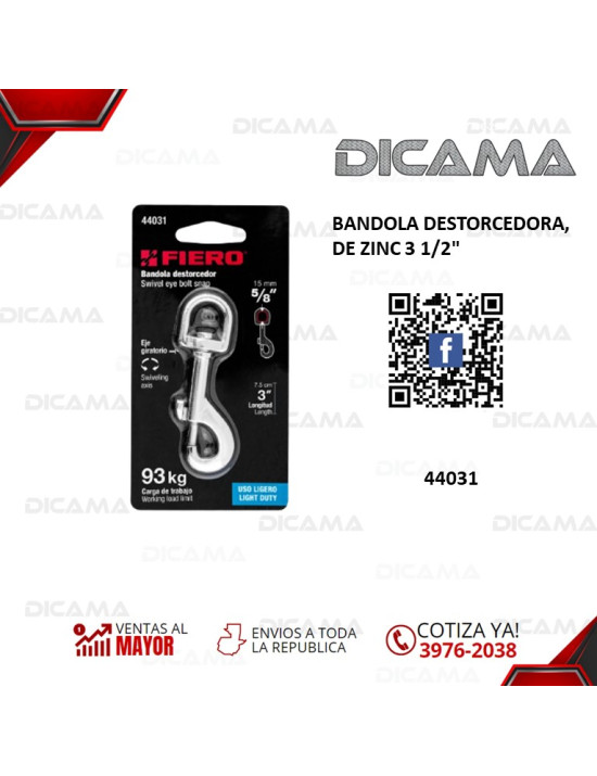 BANDOLA DESTORCEDORA DE ZINC 3 1/2 FIERO 44031