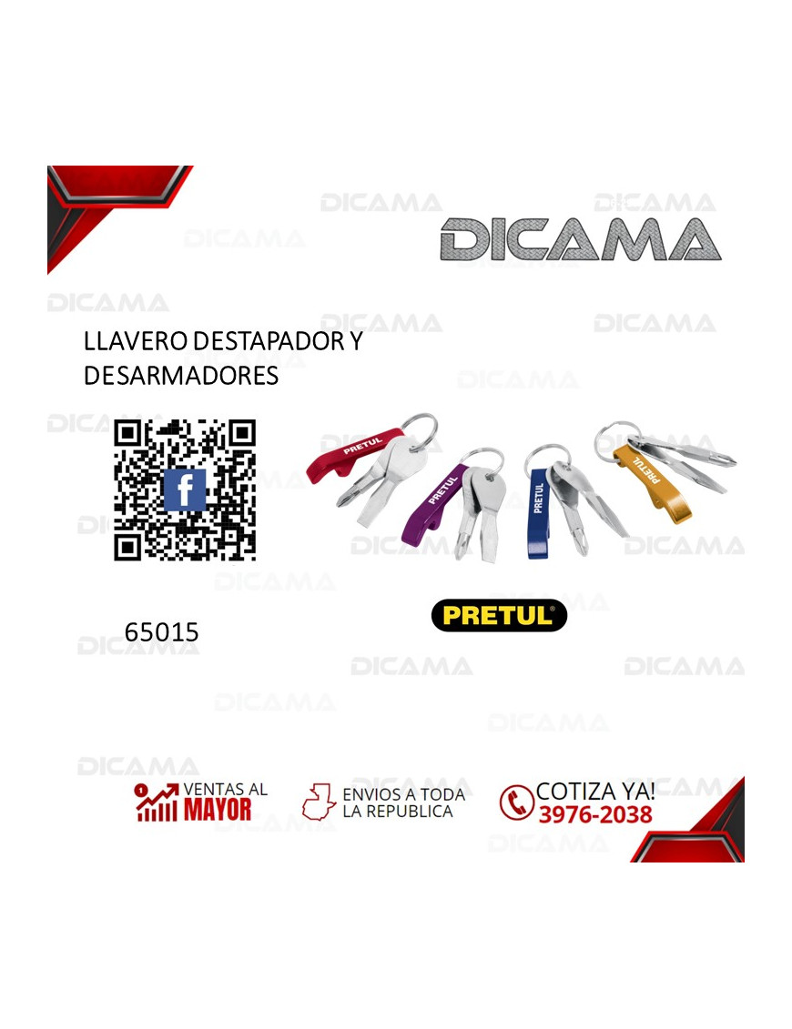 LLAVERO DESTAPADOR Y DESARMADORES PRETUL 65015