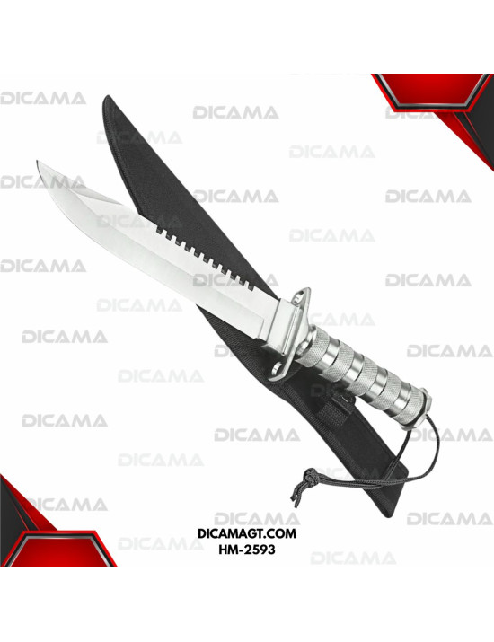 CUCHILLO NIQUELADO PARA CACERIA 35.5 CM HUNTER HM-2593