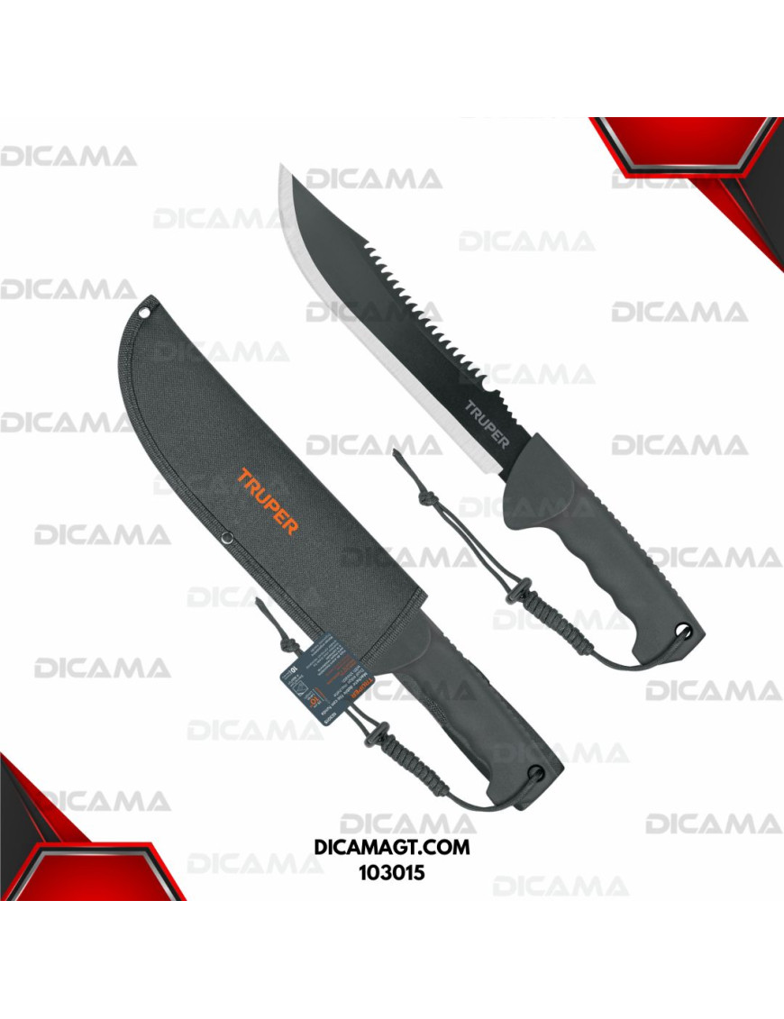MACHETE 10 DOBLE FILO CACHA INYECTADA CON FUNDA TRUPER 103015