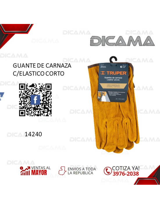 GUANTES DE CARNAZA C/ELASTICO CORTO TRUPER 14240
