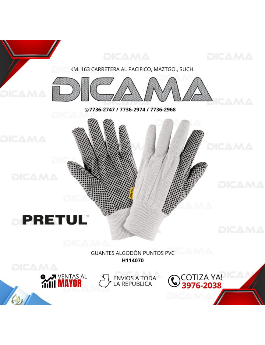 GUANTES ALGODON PUNTOS PVC PRETUL 20330