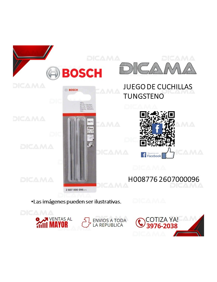 CUCHILLAS JGO 2 PZAS TUNGSTENO BOSCH H008776 2607000096