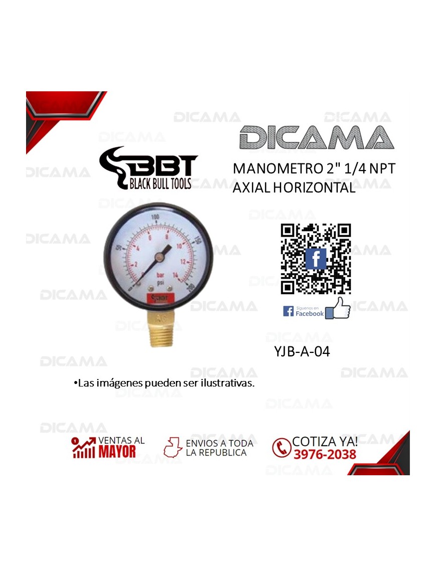 MANOMETRO 2" 1/4 NPT AXIAL HORIZONTAL
