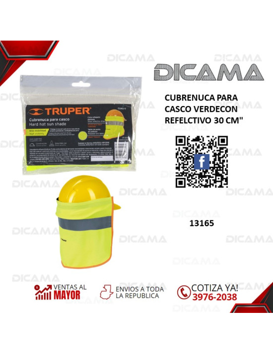 CUBRENUCA PARA CASCO VERDECON REFELCTIVO 30 CM TRUPER 13165