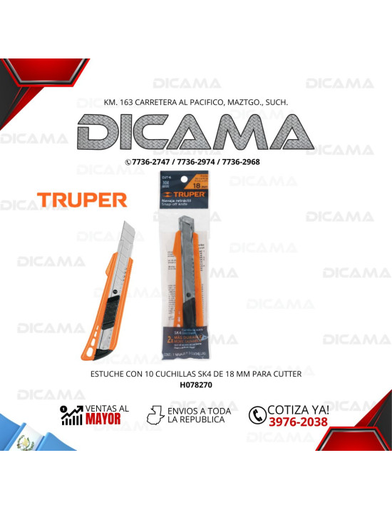CUCHILLA 18 MM REFORZADO DE PLÁSTICO CON ALMA METÁLICA, TRUPER 16974
