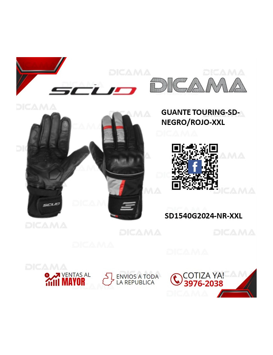 GUANTES MOTORISTA TOURING-SD-NEGRO/ROJO-XXL SCUD SD1540G2024-NR-XXL