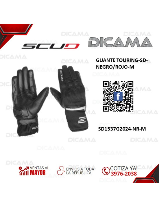 GUANTES MOTORISTA TOURING-SD-NEGRO/ROJO-M SCUD SD1537G2024-NR-M
