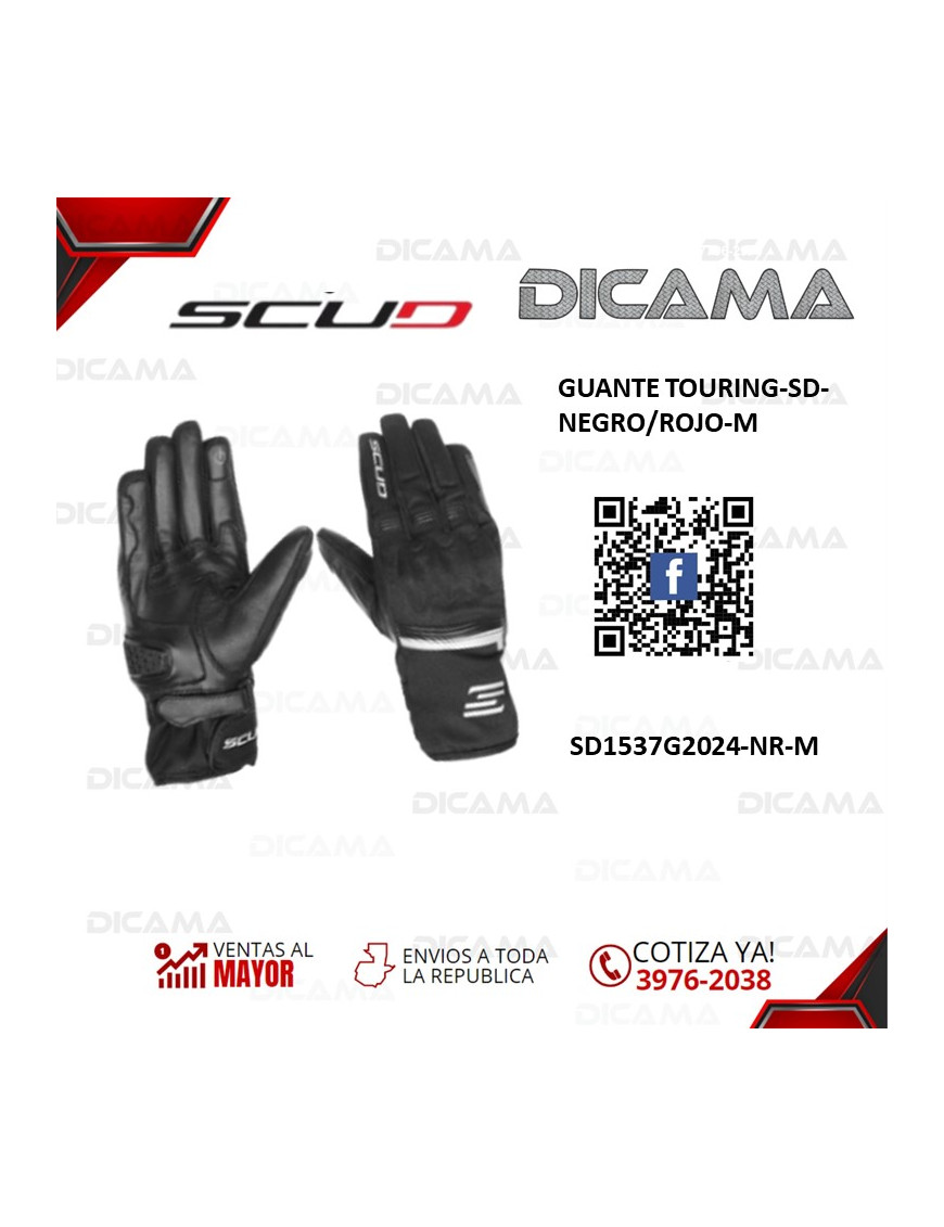 GUANTES MOTORISTA TOURING-SD-NEGRO/ROJO-M SCUD SD1537G2024-NR-M