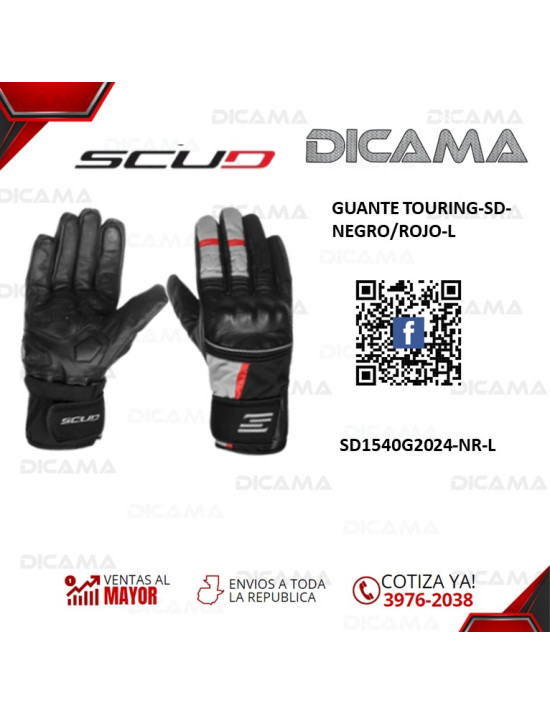 GUANTES MOTORISTATOURING-SD-NEGRO/ROJO-L SCUD SD1540G2024-NR-L