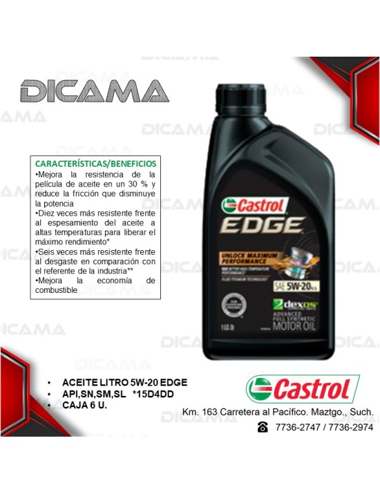 ACEITE LITRO 5W20 EDGE API SN SM SL
