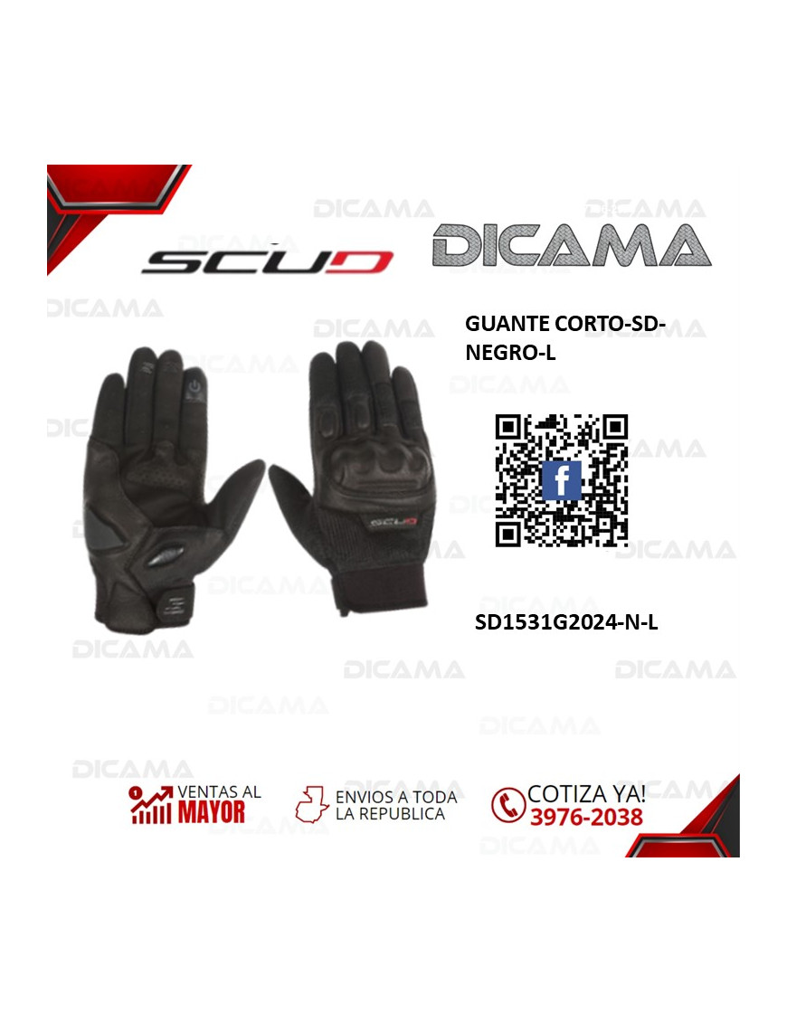 GUANTES MOTORISTA CORTO-SD-NEGRO-L SCUD SD1531G2024-N-L