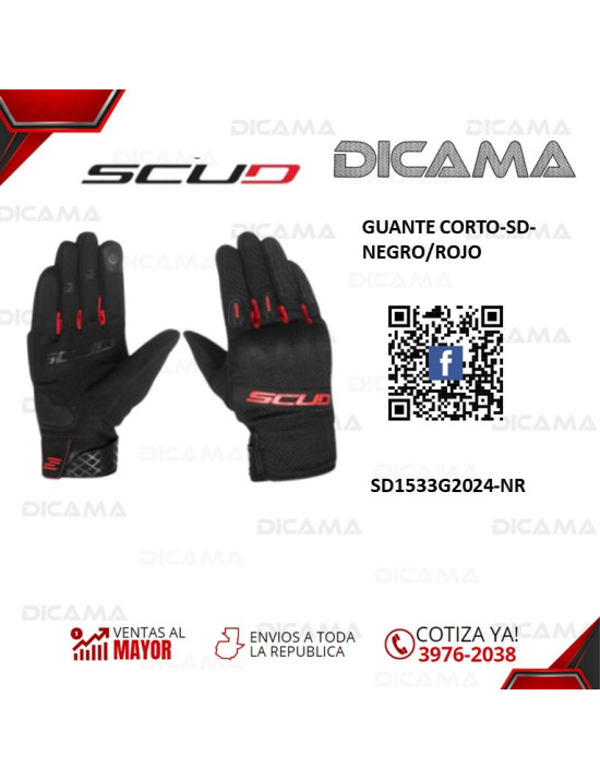 GUANTES MOTORISTA CORTO-SD-NEGRO/ROJO-S SCUD SD1533G2024-NR-XXL