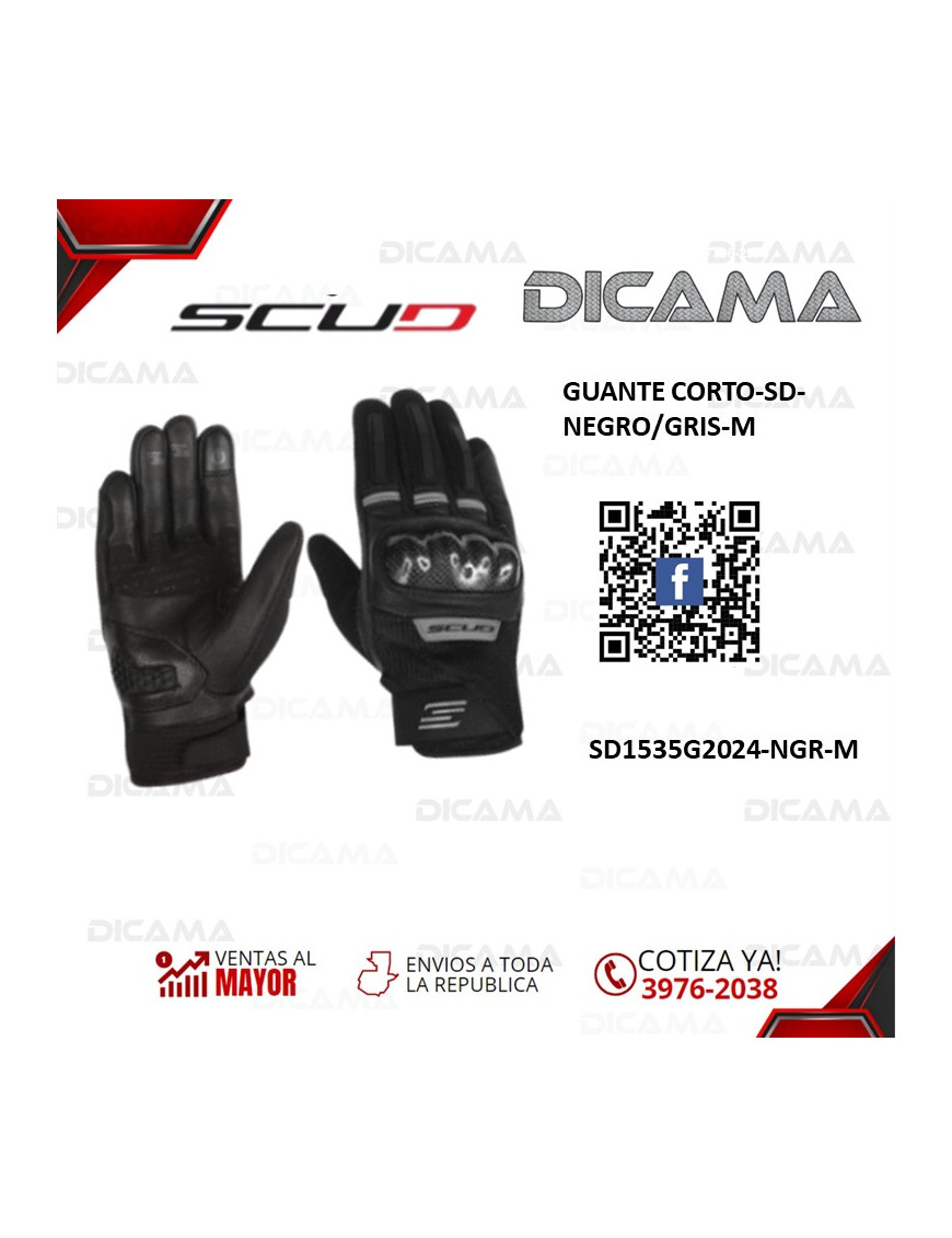GUANTES MOTORISTA CORTO-SD-NEGRO/GRIS-M SCUD SD1535G2024-NGR-M