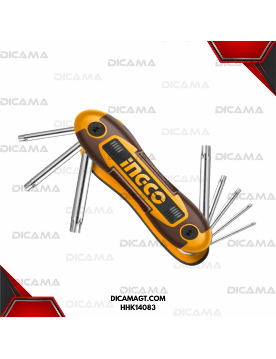 JUEGO DE LLAVES TORX DE BOLSILLO 8 PZAS T9 A T40 INGCO HHK14083