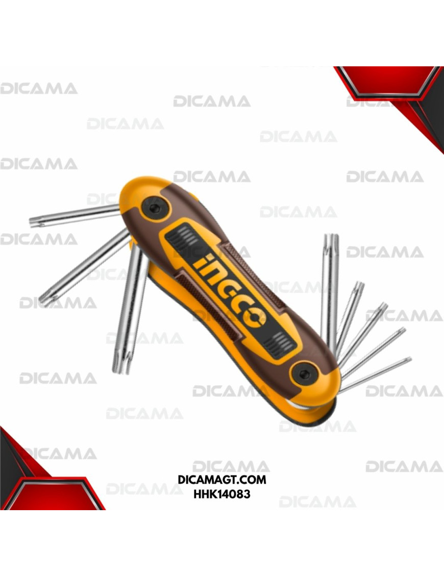 JUEGO DE LLAVES TORX DE BOLSILLO 8 PZAS T9 A T40 INGCO HHK14083