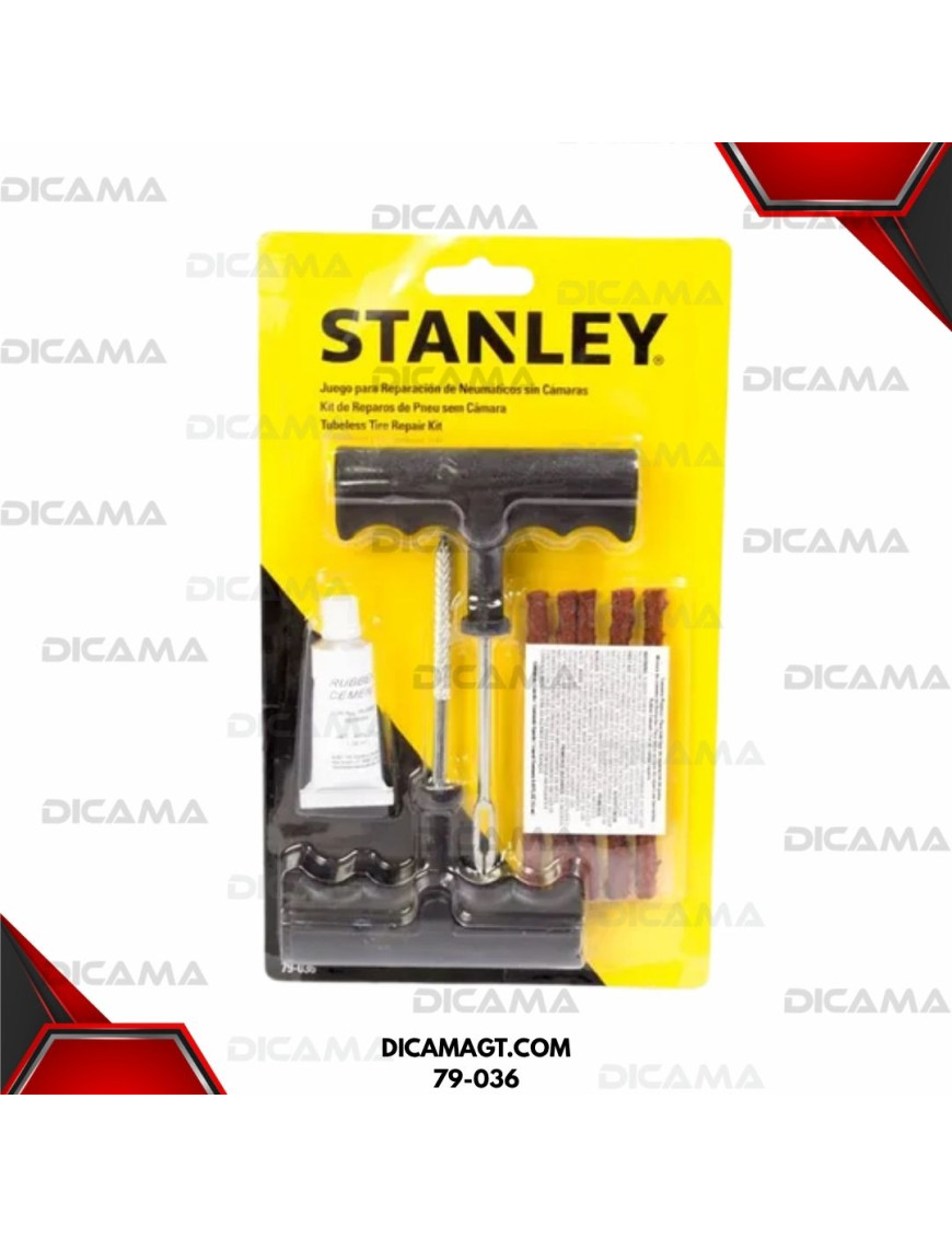 KIT REPERACION LLANTAS TUBULARES 8 PZAS STANLEY 79-036