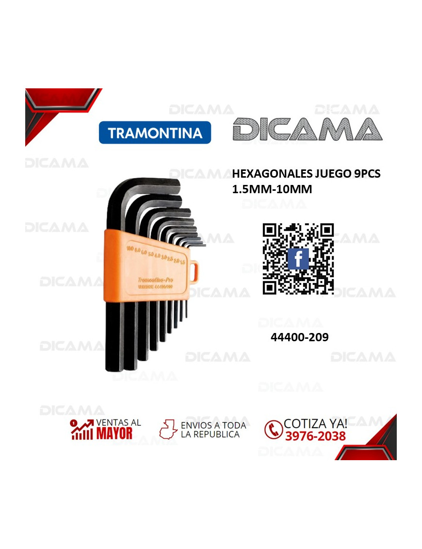HEXAGONALES JUEGO 9PCS 1.5MM-10MM TRAMONTINA 44400-209