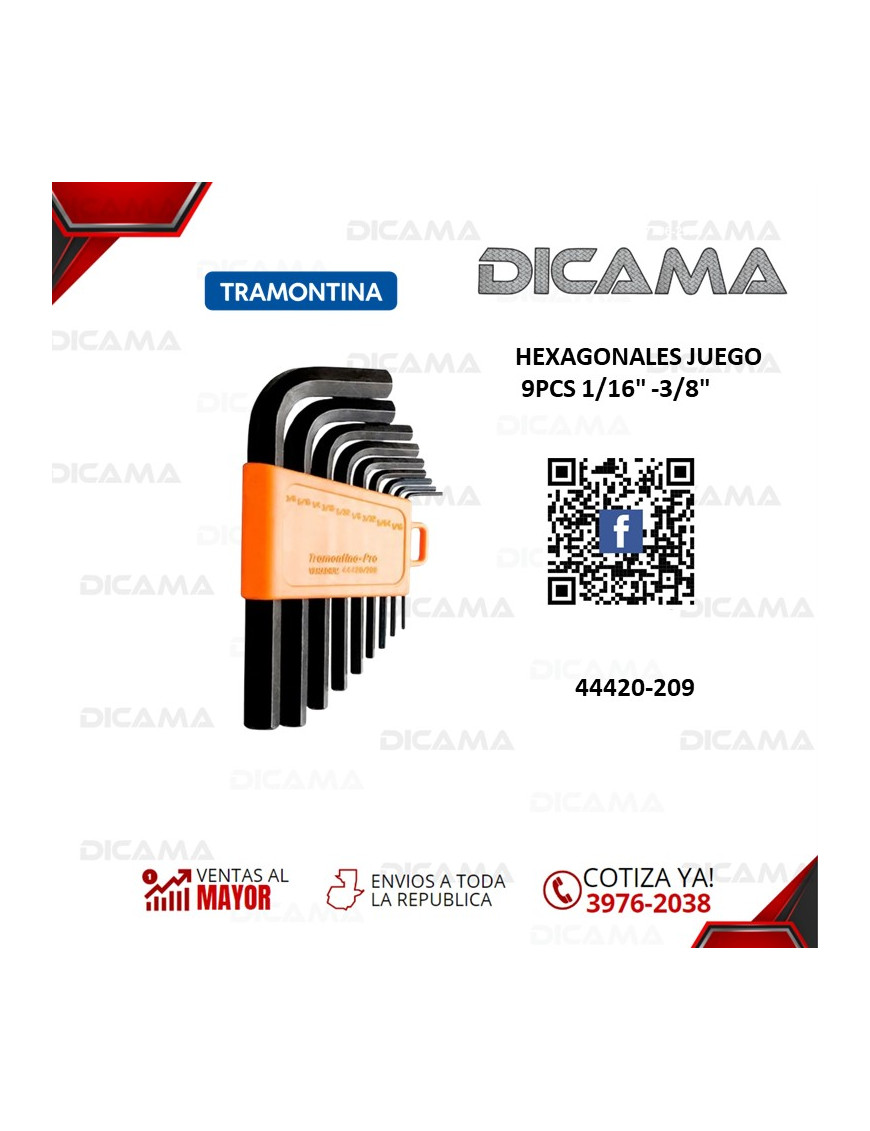 HEXAGONALES JUEGO 9PCS 1/16 -3/8 TRAMONTINA 44420-209