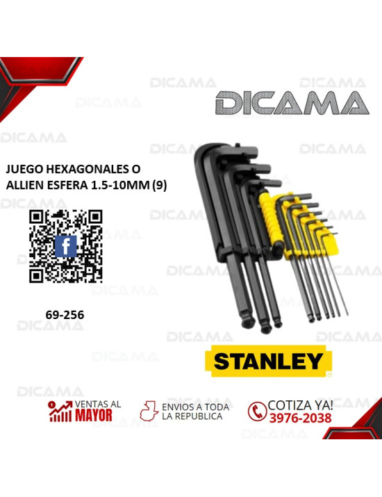 JUEGO DE HEXAGONALES O ALLIEN ESFERA 1.5-10MM (9) STANLEY 69-256