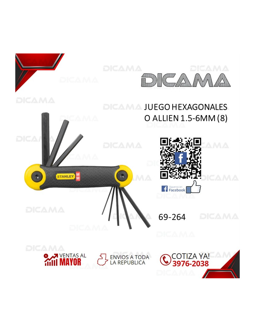 JUEGO HEXAGONALES O ALLIEN 1.5-6MM (8) STANLEY 69-264