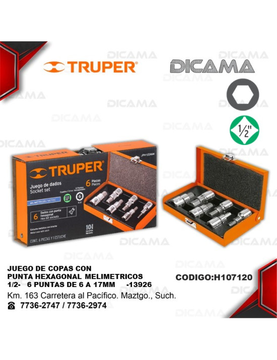 JGO DE 6 PUNTAS ALLEN MM MANDO DE 1/2 TRUPER 13926