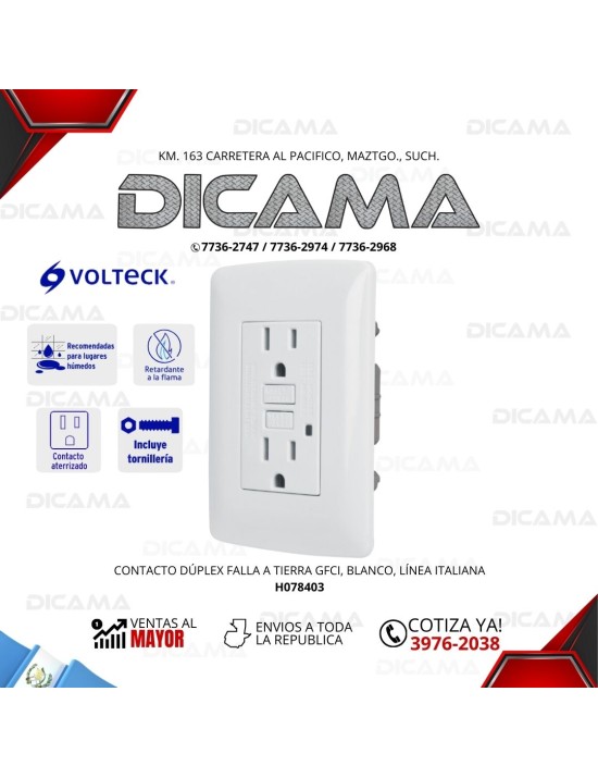 CONTACTO DUPLEX FALLA A TIERRA GFCI, BLANCO, LÍNEA ITALIANA TRUPER 46142