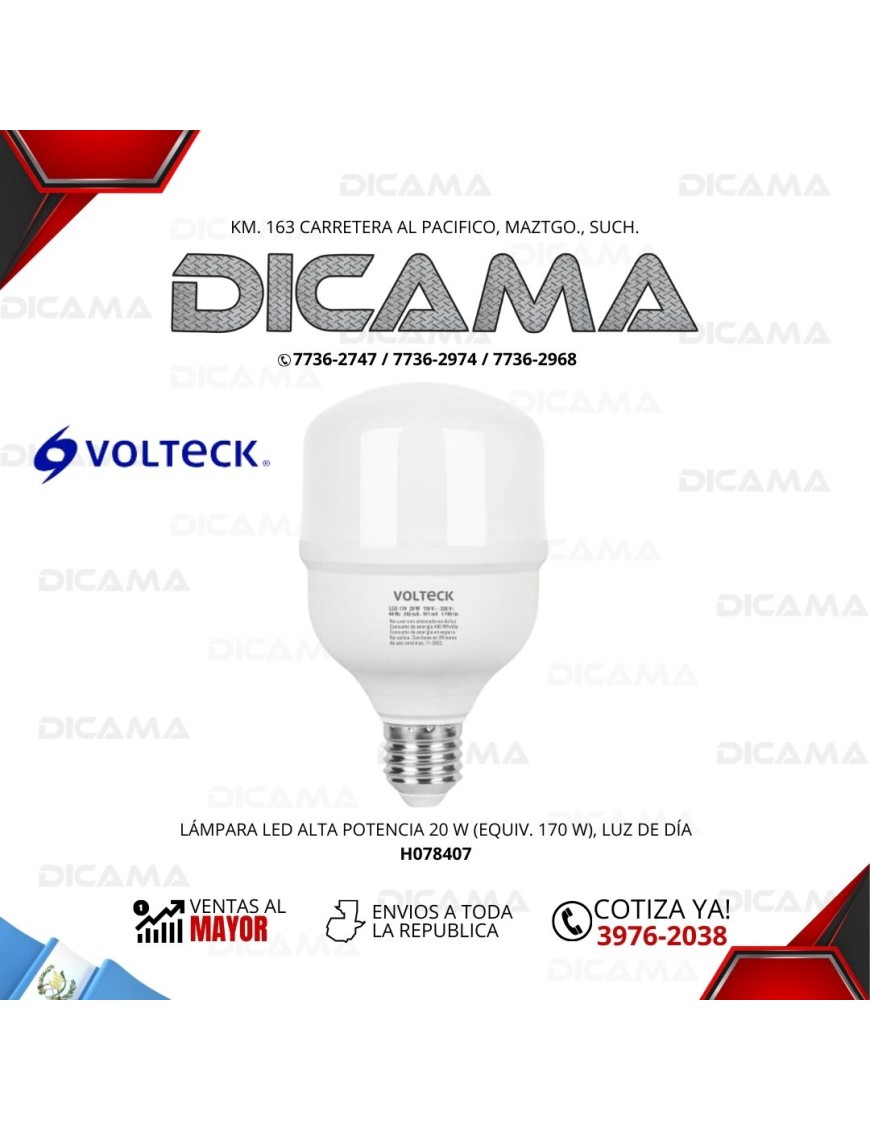 LÁMPARA LED ALTA POTENCIA 20 W (EQUIV. 170 W), LUZ DE DÍA VOLTECK 46225