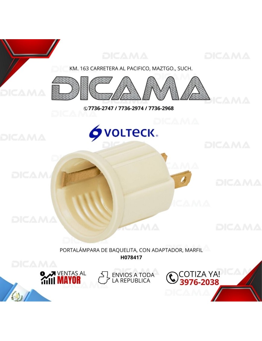 PORTALÁMPARA DE BAQUELITA, CON ADAPTADOR, MARFIL VOLTECK 46525