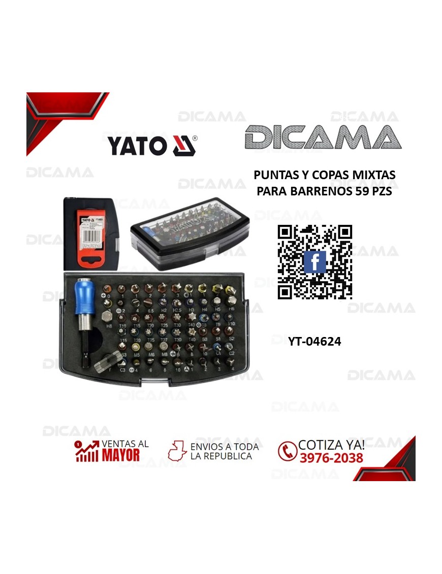 PUNTAS Y COPAS 59 PZAS MIXTAS PARA BARRENOS YATO YT-04624
