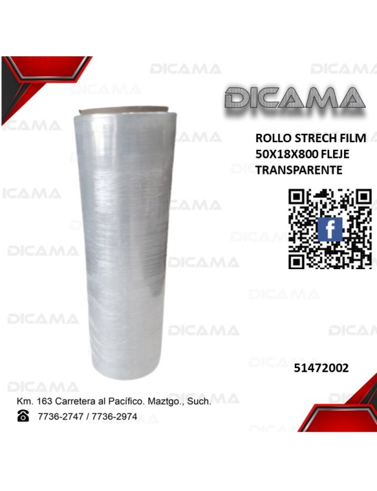 ROLLO STRECH FILM 50X18X800 FLEJE TRANSPARENTE