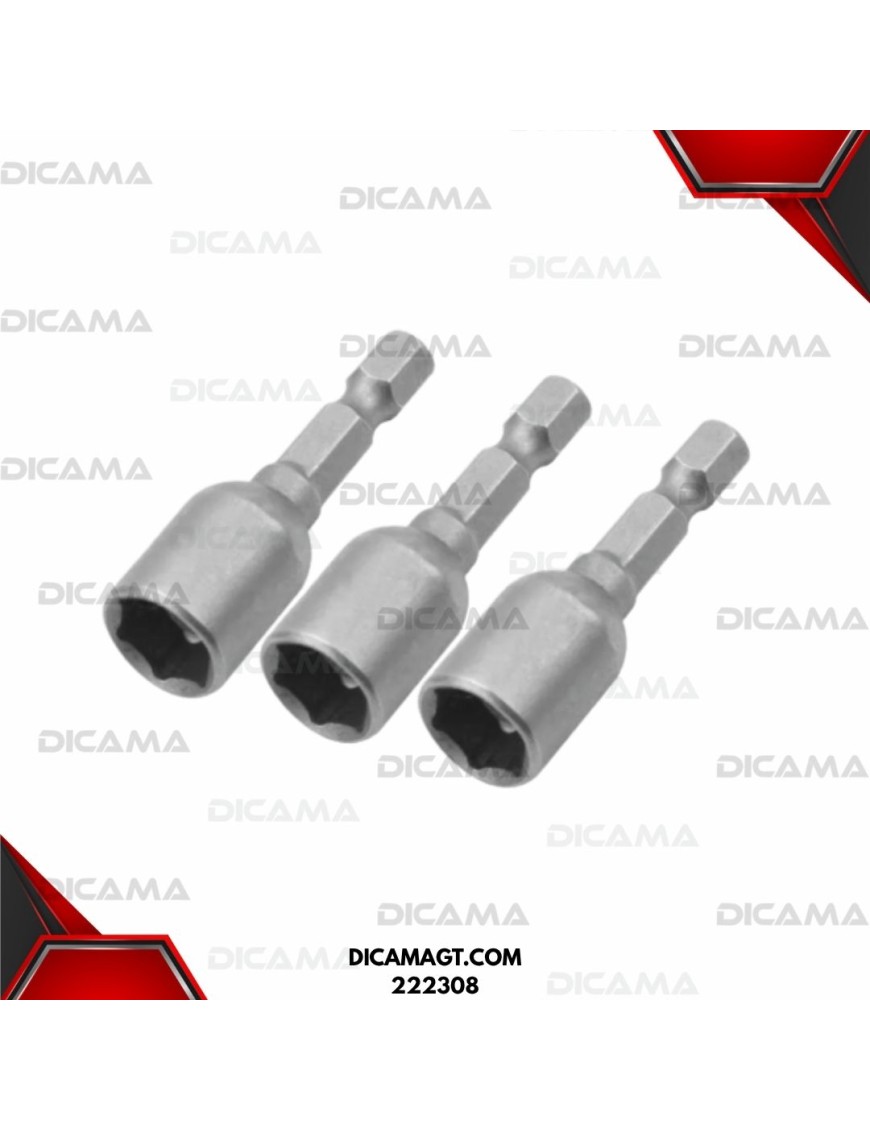 ADAPTADOR DE 3 PCS HEXAGONALES MAGNETICOS DE 5/16X48MM WOKIN 222308