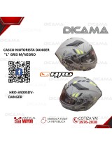 CASCO MOTORISTA L DANGER GRIS/NEGRO/FARNJAS VERDES HRO HRO-3400SDV-DANGER
