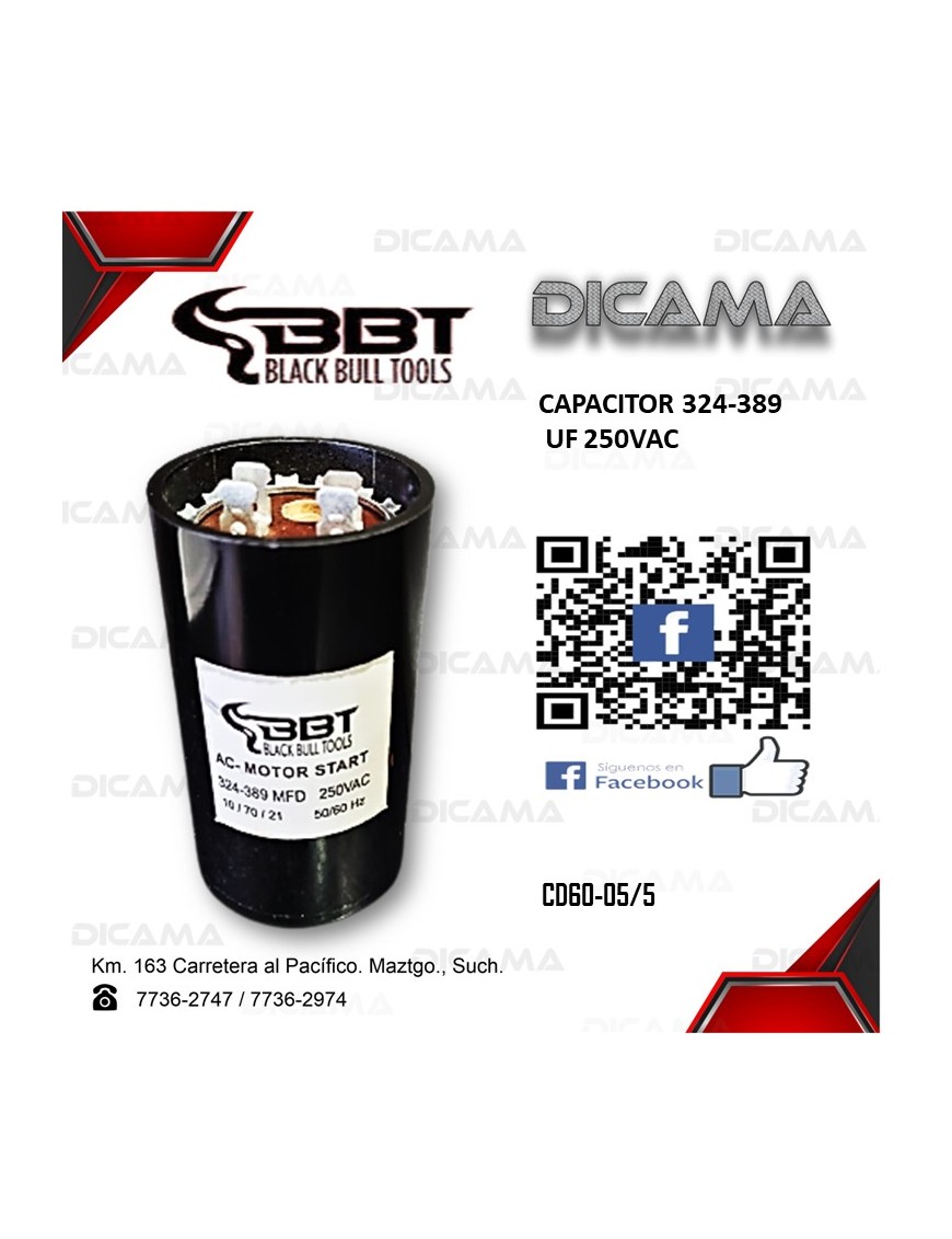 CAPACITOR 324-389 UF 250VAC