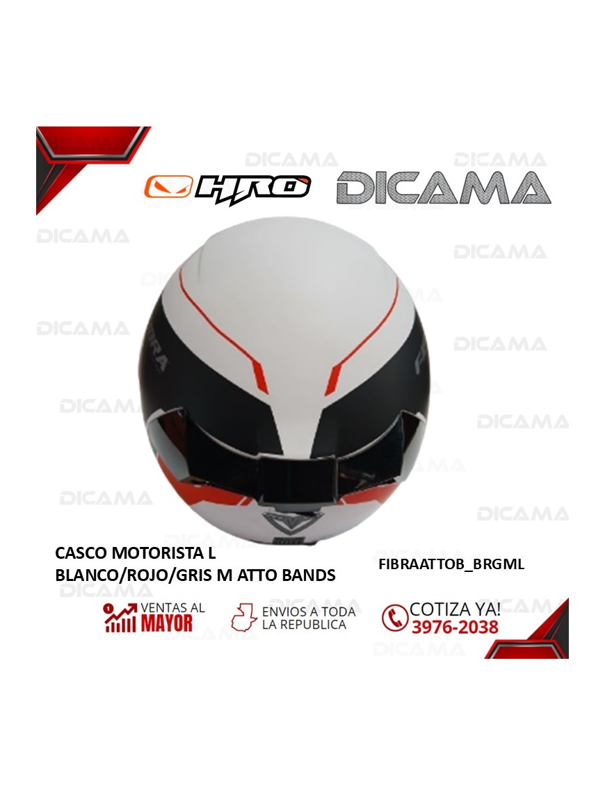CASCO MOTORISTA L BLANCO/ROJO/GRIS M ATTO BANDS FIBRA TERA FIBRAATTOB_BRGML