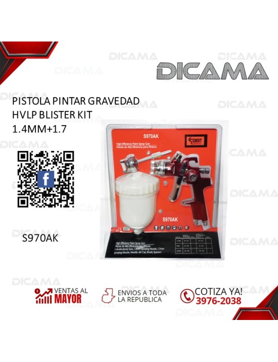 PISTOLA PINTAR GRAVEDAD HVLP BLISTER KIT 1.4MM+1.7