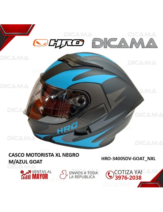 CASCO MOTORISTA XLNEGRO M/AZUL GOAT HRO HRO-3400SDV-GOAT_NXL