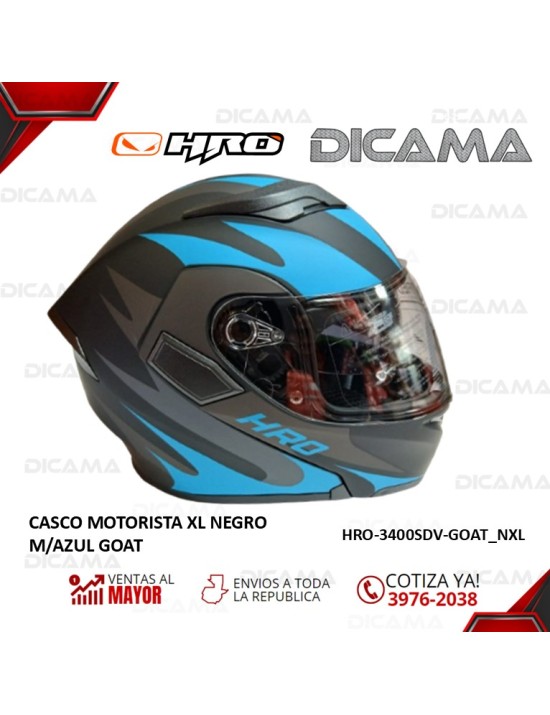 CASCO MOTORISTA XLNEGRO M/AZUL GOAT HRO HRO-3400SDV-GOAT_NXL