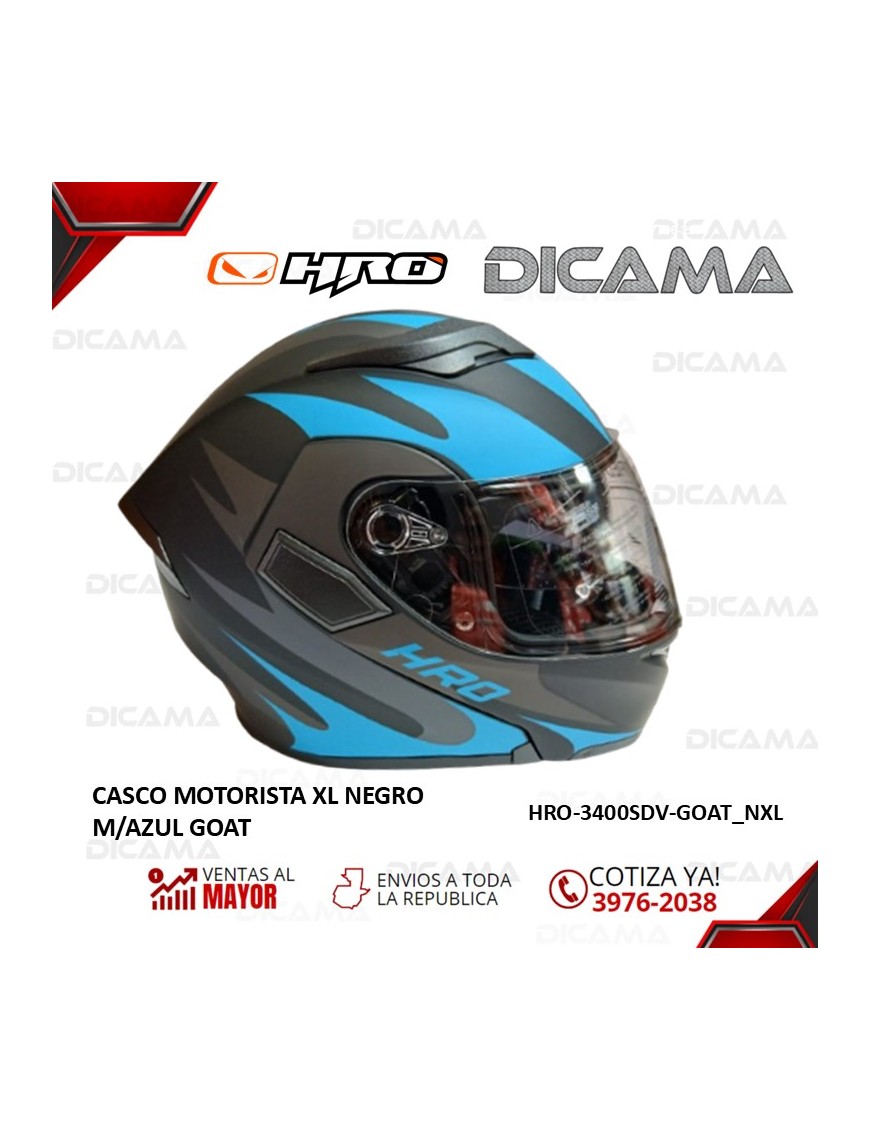 CASCO MOTORISTA XLNEGRO M/AZUL GOAT HRO HRO-3400SDV-GOAT_NXL