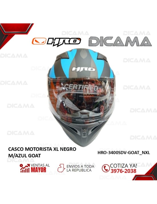 CASCO MOTORISTA XLNEGRO M/AZUL GOAT HRO HRO-3400SDV-GOAT_NXL