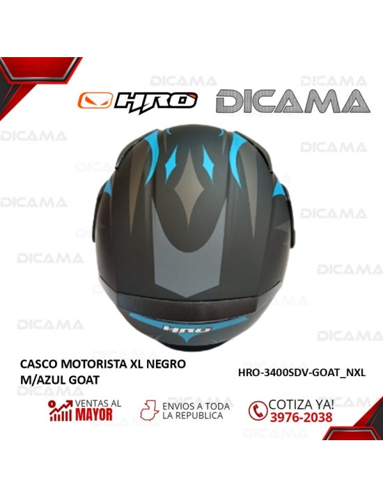 CASCO MOTORISTA XLNEGRO M/AZUL GOAT HRO HRO-3400SDV-GOAT_NXL